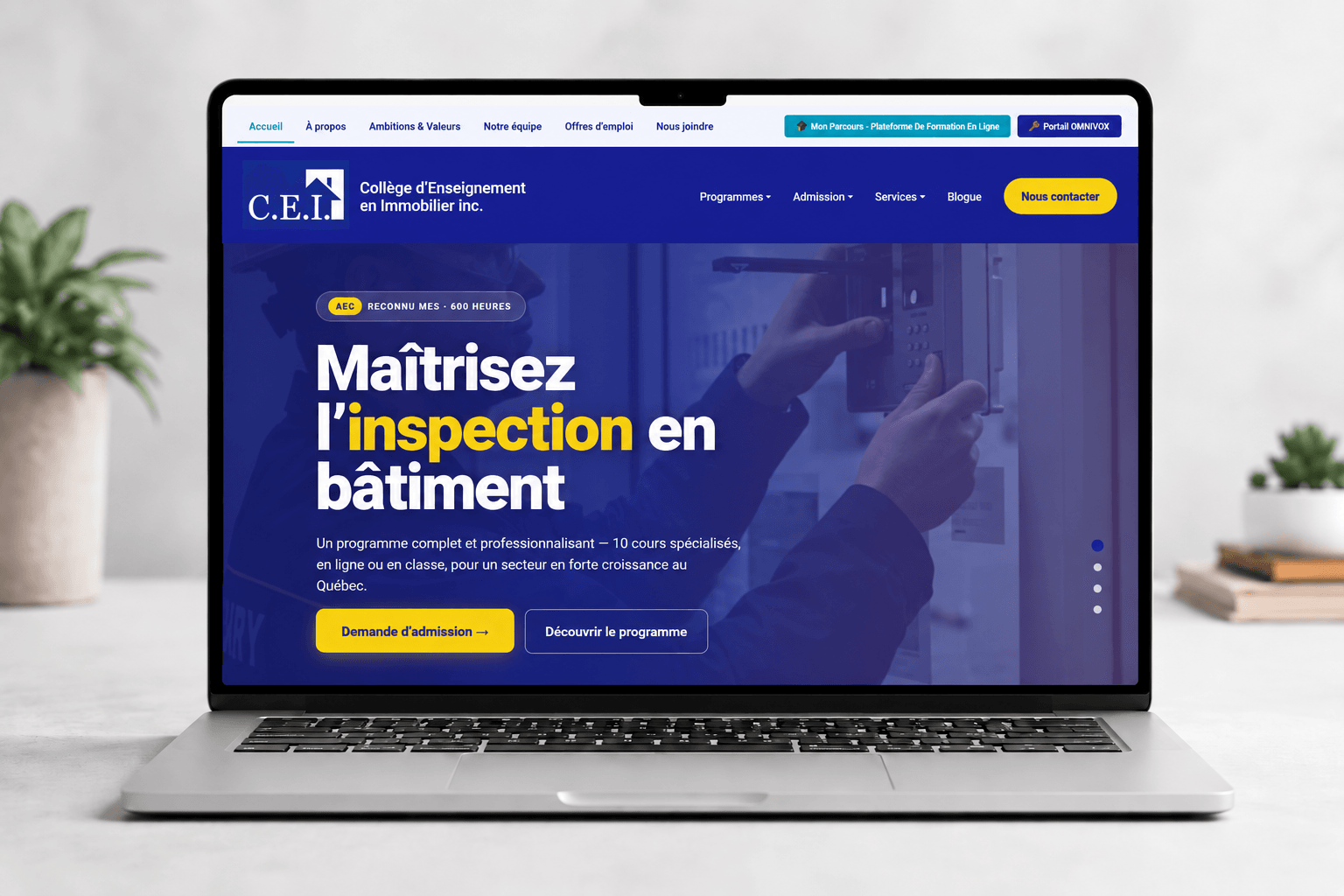 Collège d’Enseignement en Immobilier - Refonte du site Web